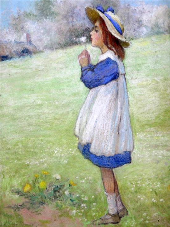Helen Howard Margetson (1860-1904) Girl blowing a dandelion 14.5 x 11.5in.